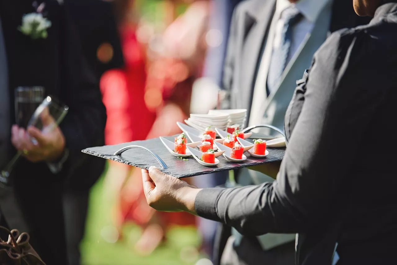 Cocktail catering canapés ready for guests
