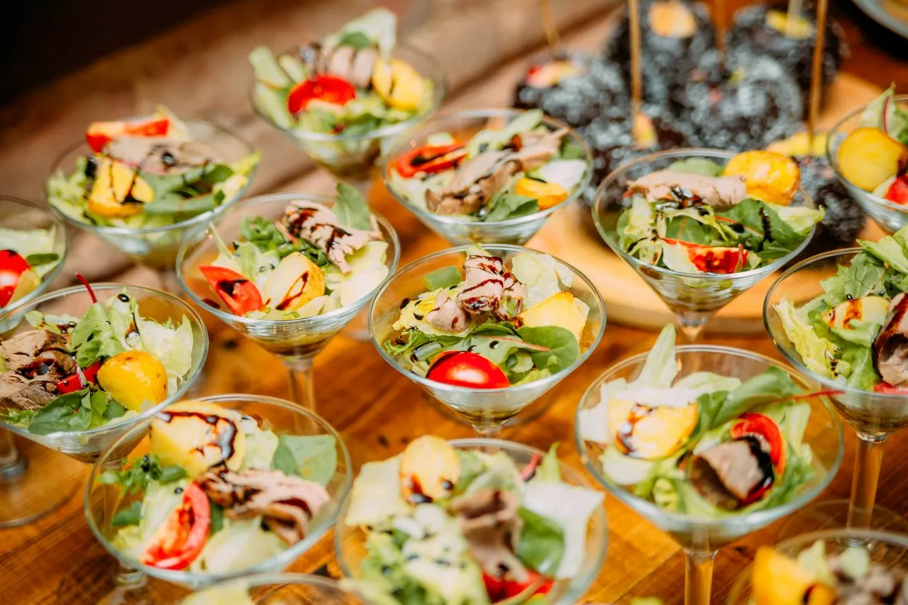 Buffet and plated catering presentation